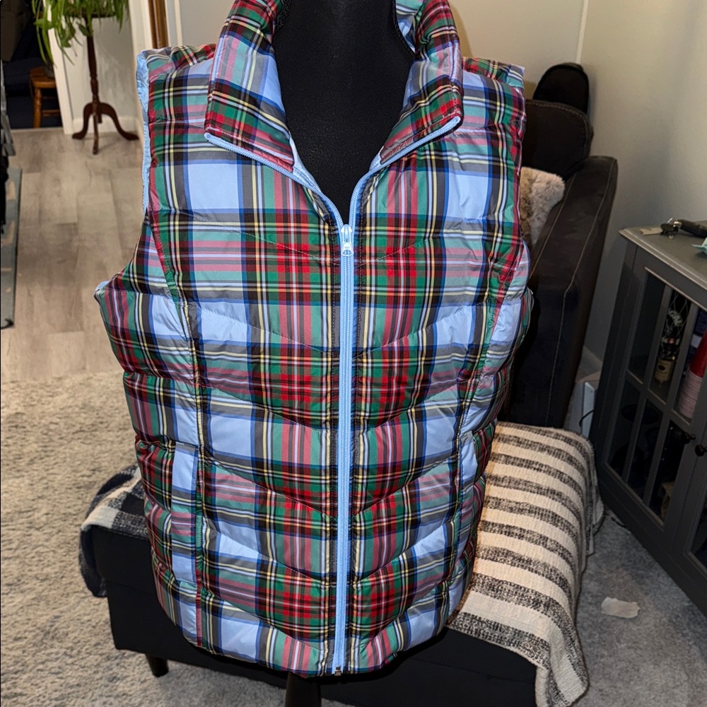 Lands' End Plaid Puffer Vest - Multicolor